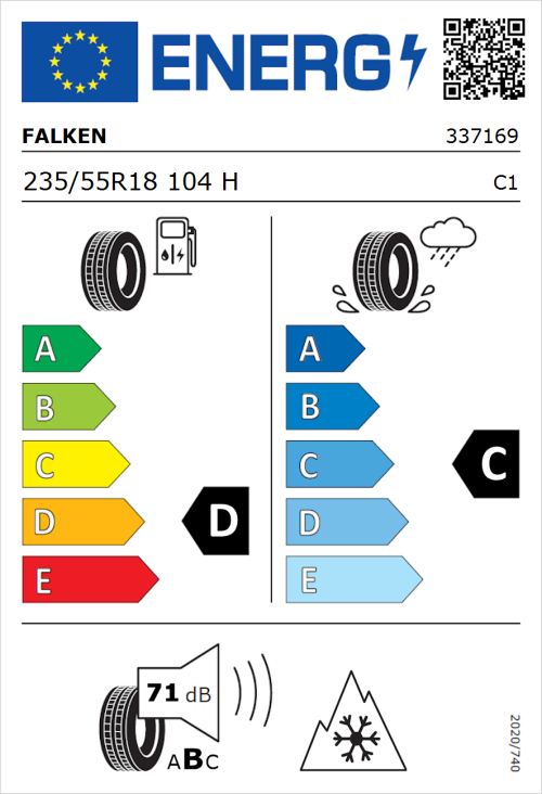 Tyre Label for Falken Wildpeak A/T AT3WA 235/55R18 104H