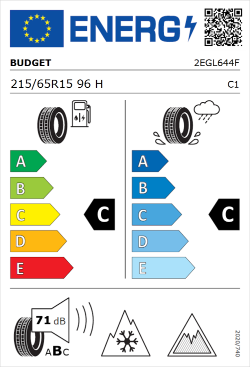 Tyre Label for Budget Budget 215/65R15 96H