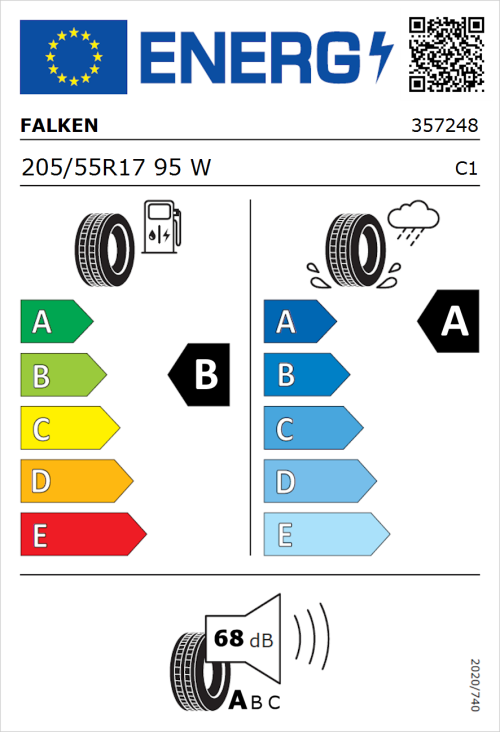 Tyre Label for Falken Ziex ZE320 205/55R17 95W