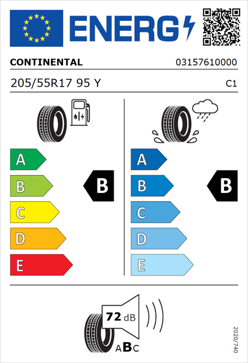 Tyre Label for Continental ContiPremiumContact 5 205/55R17 95Y